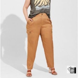 Relaxed Taper Studio Linen High Rise Cargo Pant NWT 14 short